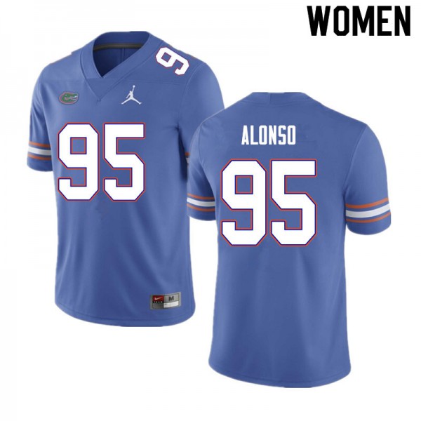 Women #95 Lucas Alonso Florida Gators College Football Jersey Blue